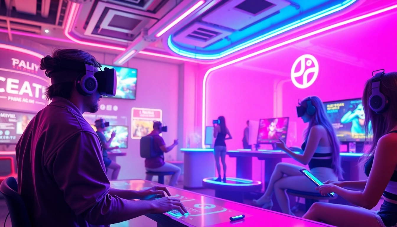 Engaging digital artwork of players in a vibrant porn game environment.