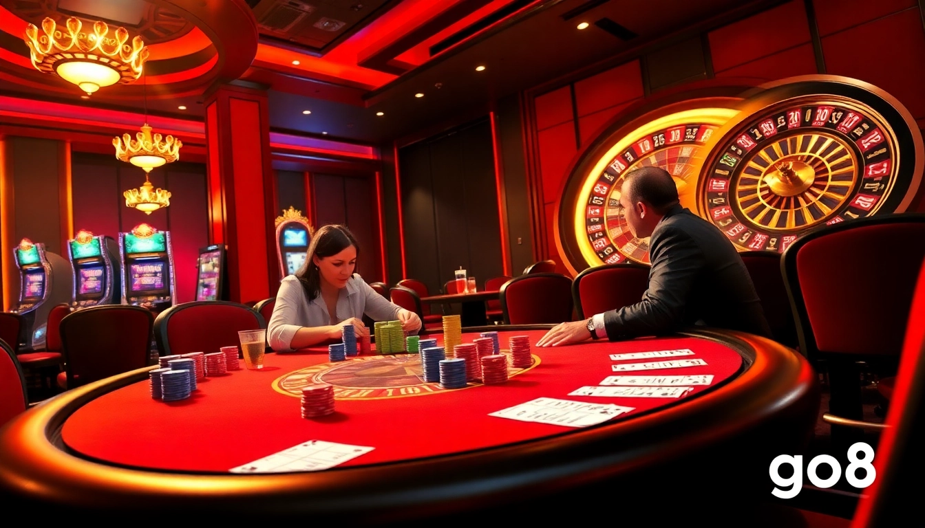Experience the thrill of gambling at https://go8.cash/ with vibrant poker tables and spinning roulette wheels.