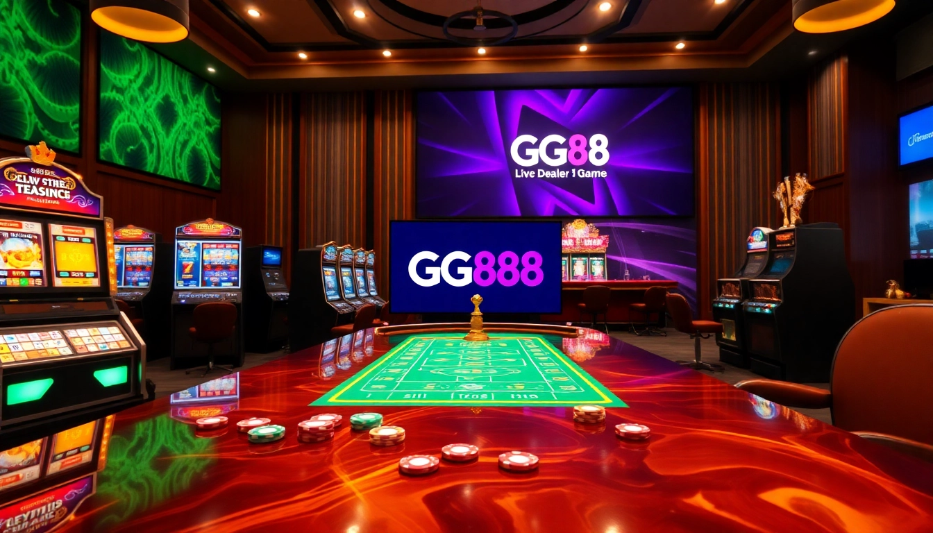 Experience the excitement of trang chủ gg88 with glamorous casino tables and vibrant gaming elements.