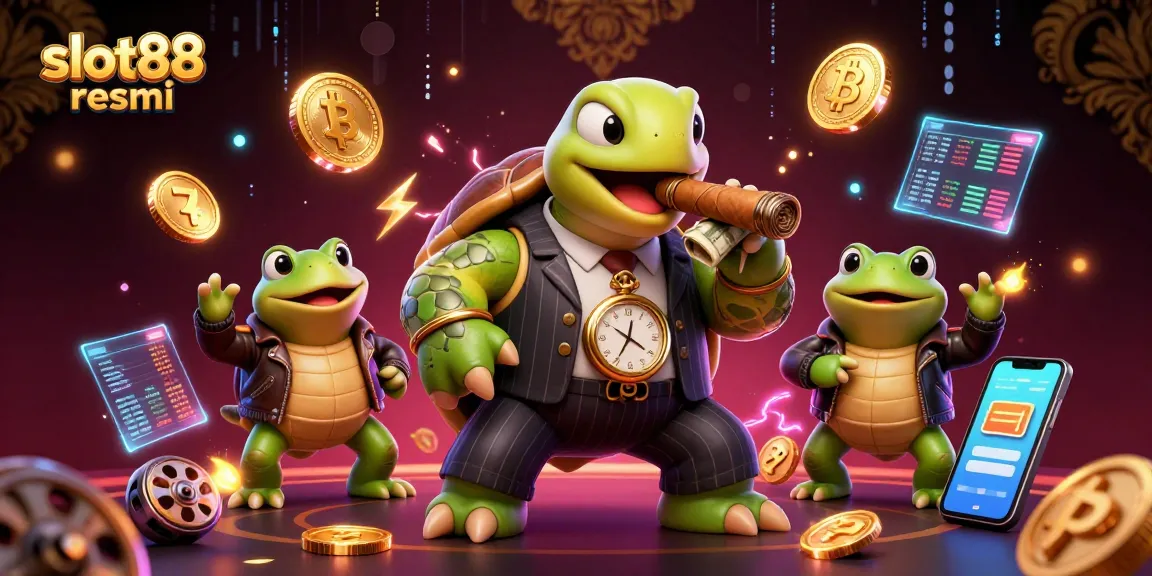 Engage with slot88 resmi in a vibrant online casino scene featuring cartoon characters and dynamic game elements.